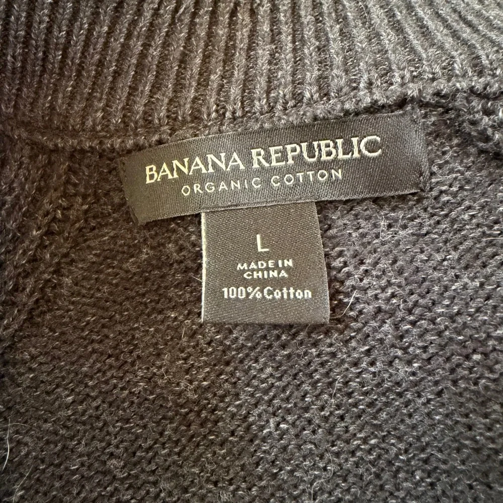 Banana Republic Mens Organic Cotton Cardigan Sweater Charcoal Gray Large‎